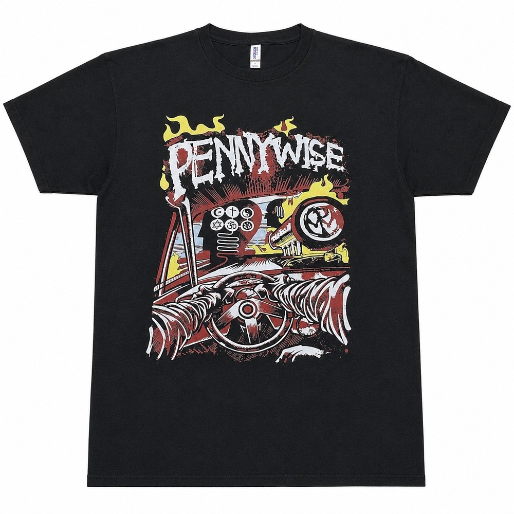 Pennywise Band Shirt Mens Large Black Graphic Tee Jerzees Dri-Power Hot Rod